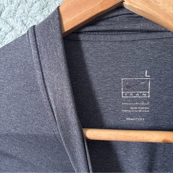 Nike Mens Team Fit DRY Mock Neck Long Sleeve - Heather Grey L Athletic Sport 90s - Picture 2 of 6